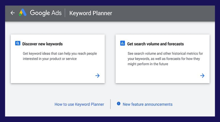 گوگل ادز یا keyword planner برای تشخیص حجم کلیدواژه