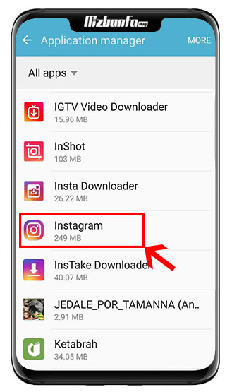 انتخاب اپلیکیشن اینستاگرام