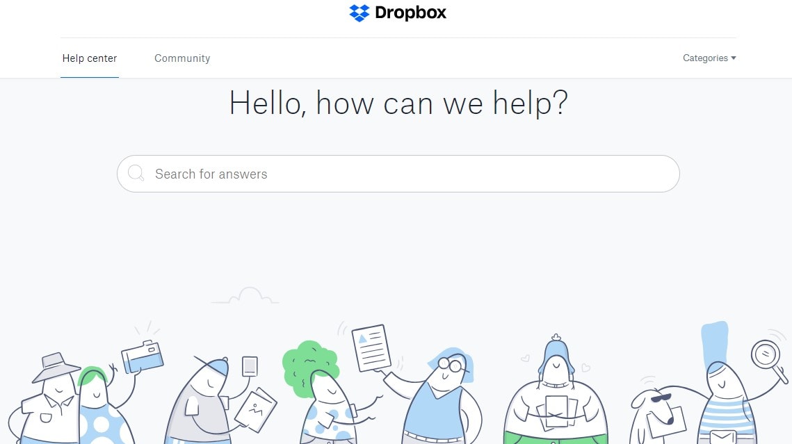 صفحه سوالات متداول وب سایت Dropbox