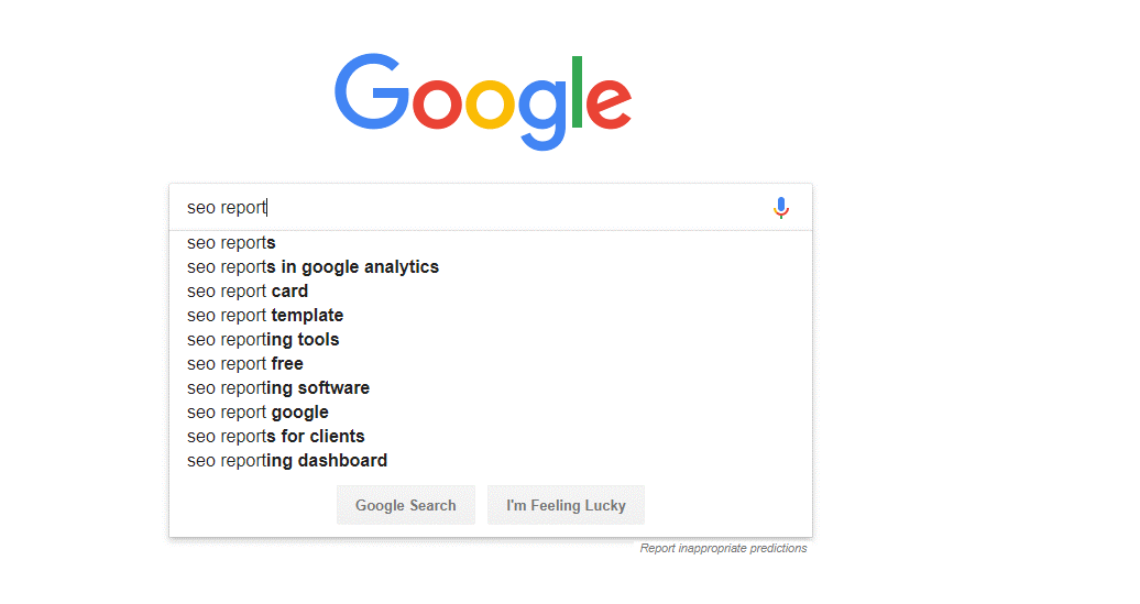 کلمات کلیدی پیشنهادی گوگل