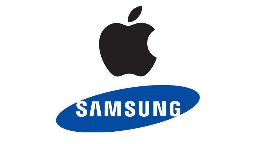 در این تصویر لوگوی شرکت های سامسونگ و اپل را مشاهده می¬کنید