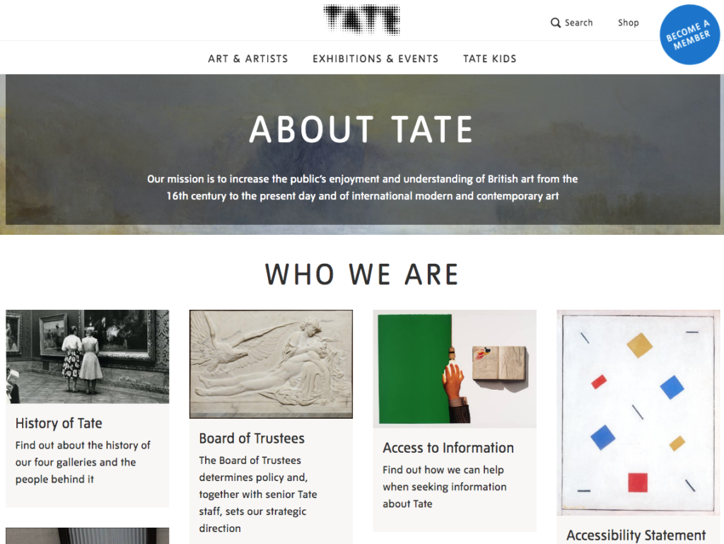 صفحه درباره ما Tate