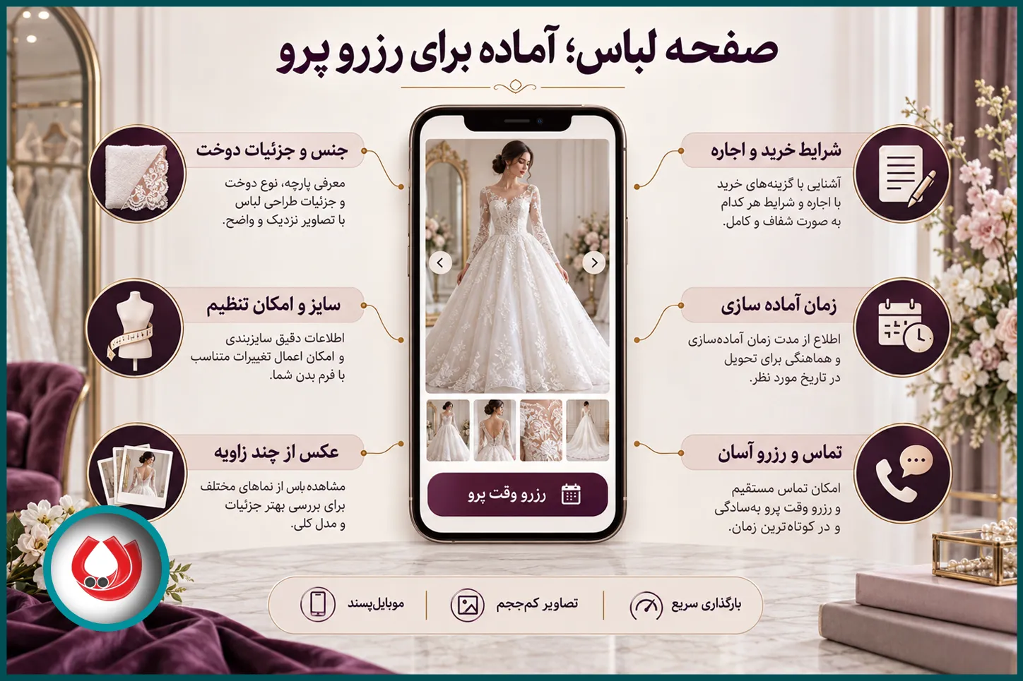 صفحه لباس و محصول در سایت مزون عروس