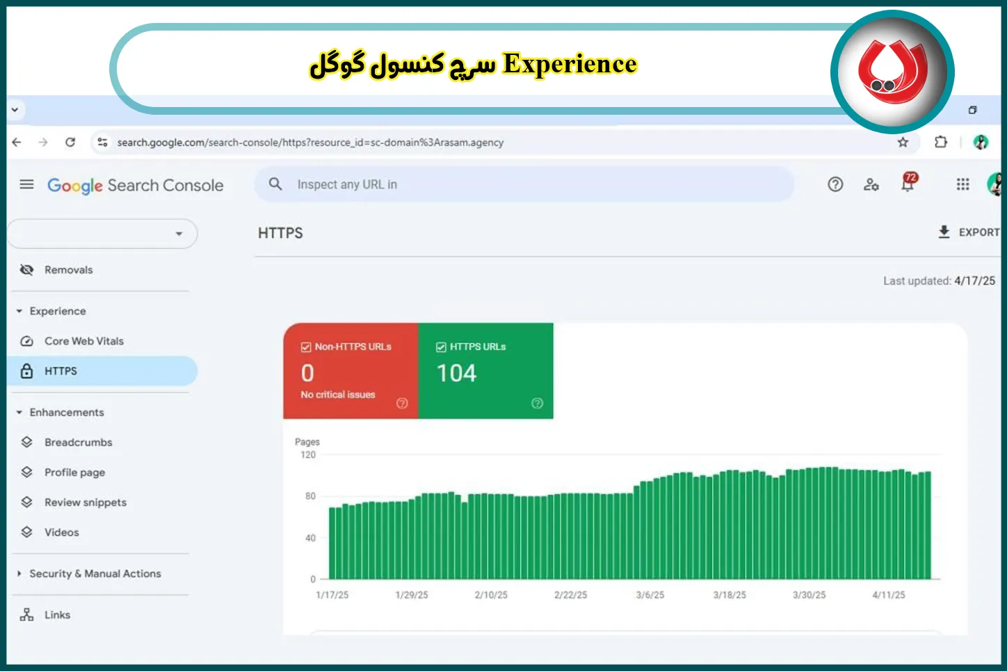 Experience سرچ کنسول گوگل
