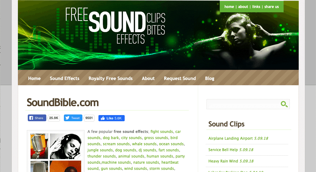 سایت Soundbible برای دریافت موسیقی رایگان پادکست