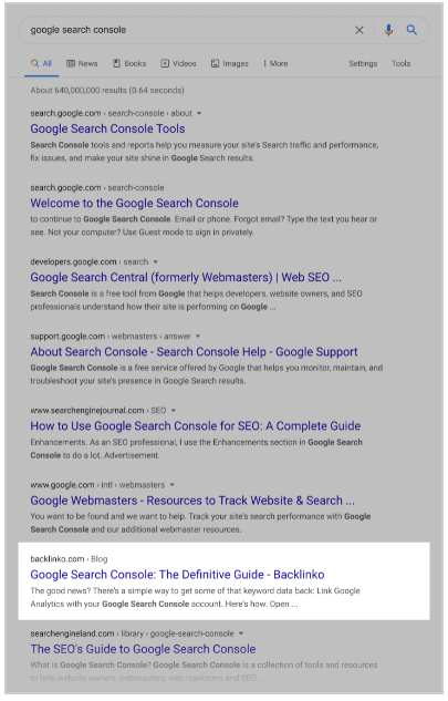 نتایج Google Search Console