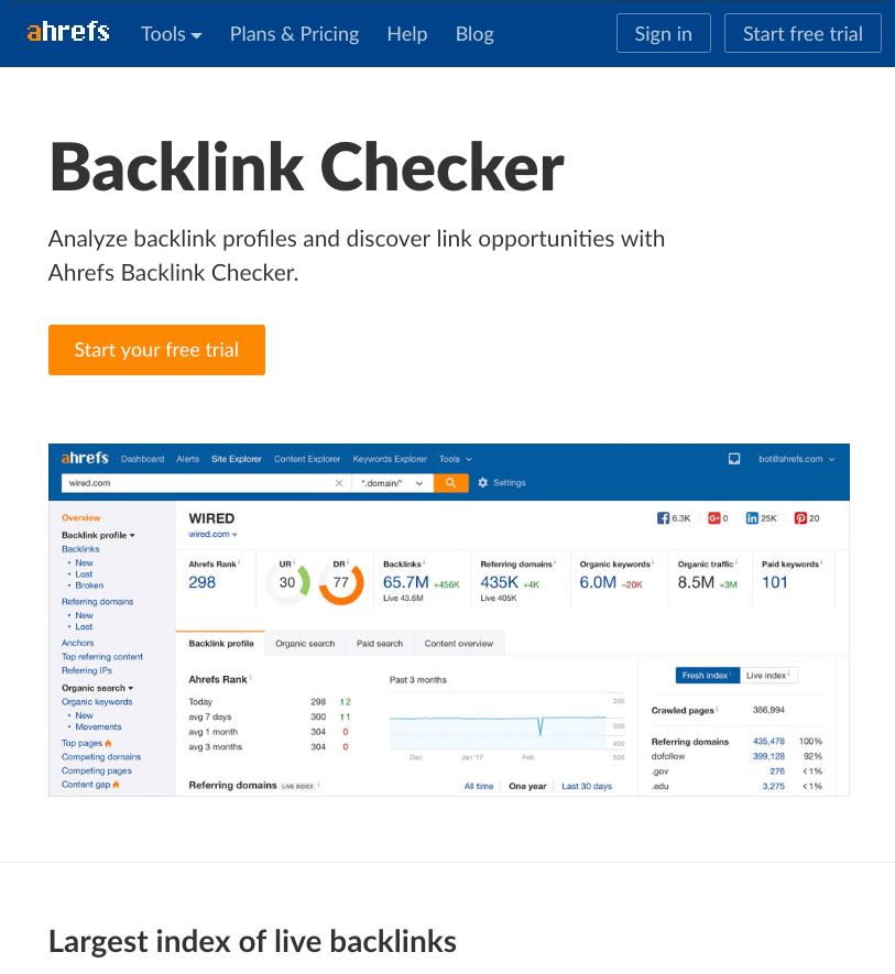 صفحه هدف “backlink checker”