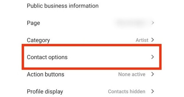 عبارت contact options 